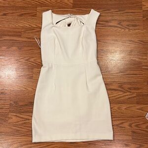 MARBLE Cream Sheath Mini Dress Square Neck Sleeveless